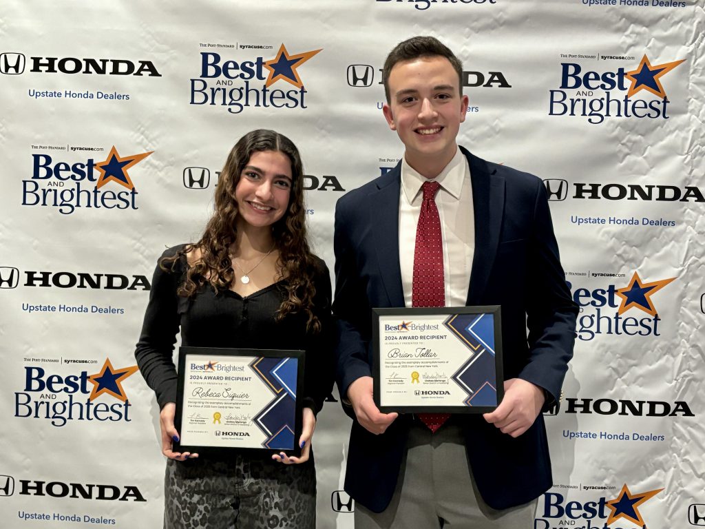 Rebeca Mendez-Siquier and Brian Tollar pose for photo after Syracuse.com   2024 Best and Brightest awards ceremony. 
