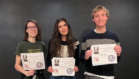 group photo of 2024 Shakespeare Monologue Competition winners.