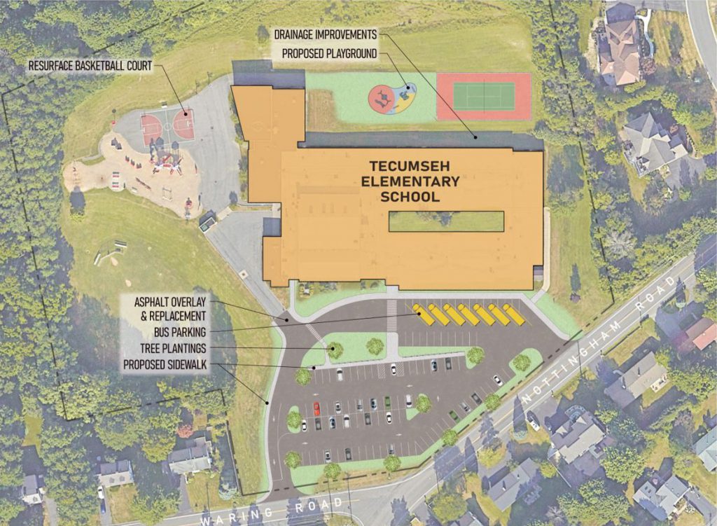 Computer rendering of proposed site improvements at Tecumseh Elementary School.